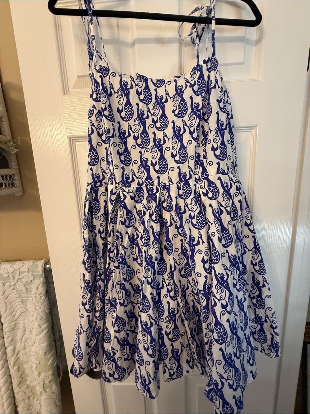 Anthropologie Celadine White Mini Dress with Blue Mermaid Print NWT XL